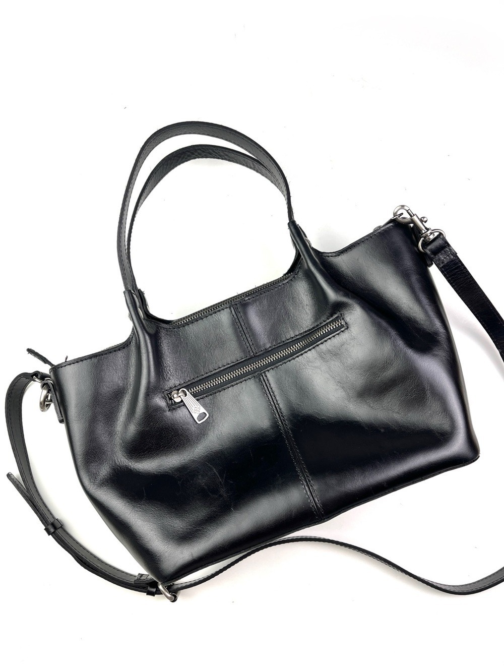 New Patricia Nash Argenta Black Leather Satchel Crossbody Strap - Picture 2 of 9